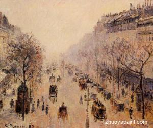 Boulevard Montmartre-Morning, Sunlight and Mist