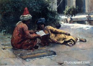 Two Arabs Reading in a Courtyard