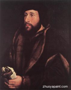 Portrait of a Man Holding Gloves and Letter
