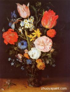 Flowers in a Glass Vase