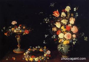 Still Life with a Tazza, Garland and Bouquet of Flowers in a