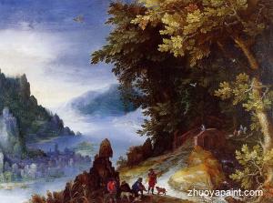 River Landscape with Resting Travellers