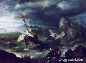 The Storm at Sea with Shipwreck
