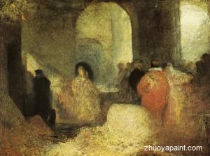 Dinner in a Great Room with Figures in Costume