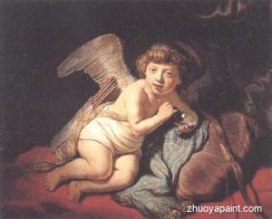 Cupid Blowing Soap Bubbles