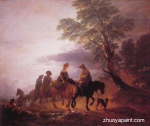 Open Landscape with Mounted Peasants
