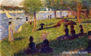 Woman Fishing and Seated Figures