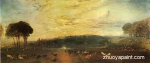 The Lake, Petworth-sunset, fighting bucks