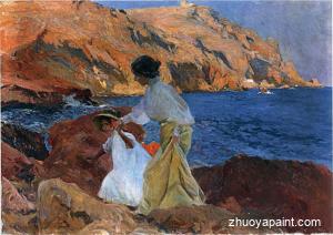 Clotilde and Elena on the Rocks at Javea