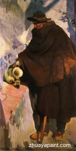 Elderly Castellano Pouring Wine