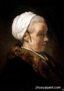 Lighting Study of an Elderly Woman in a White Cap