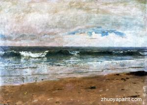 Seascape with Pines and Overhanging Clouds