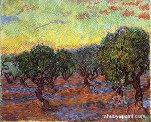 Olive Grove-Orange Sky