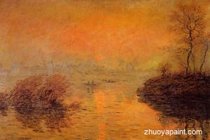 Sunset on the Seine at Lavacourt, Winter Effect