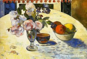Flowers in a Fruit Bowl