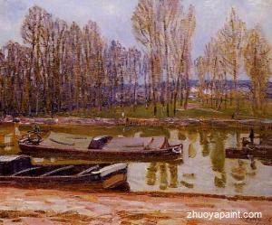 Barges on the Loing Canal, Spring