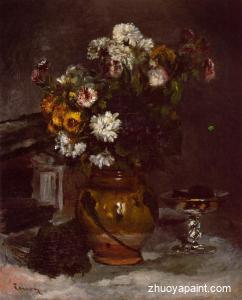 Flowers in a Vase and a Glass of Champagne