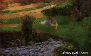 Pond with Ducks (also known as Girl Amusing Herself)