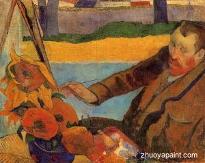 Portrait of Vincent van Gogh Painting Sunflowers