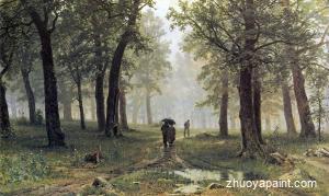 Rain in an oak forest