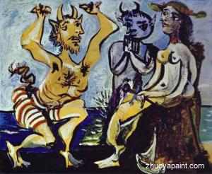 A Young Faun Playing a Serenade to a Young Girl