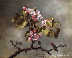 Apple Blossoms and Hummingbird