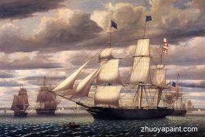 Clipper Ship &acute;Southern Cross&acute; Leaving Boston Harbor