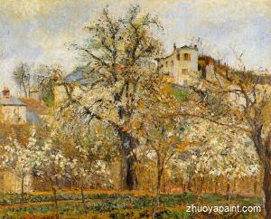 Kitchen Garden witih Trees in Flower, Spring, Pontoise