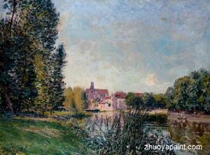 Loing River and Church at Moret