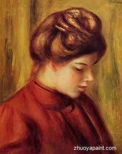 Profile of a Woman in a Red Blouse