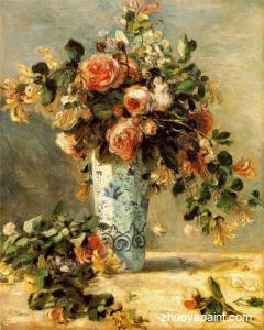 Roses and Jasmine in a Delft Vase