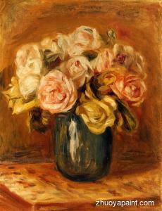 Roses in a Blue Vase