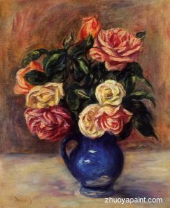 Roses in a Blue Vase
