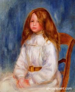 Seated Little Girl with a Blue Background