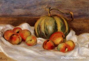 Still Life with Cantalope and Peaches