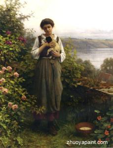 Young Girl Holding a Puppy