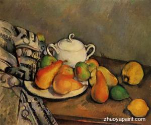 Sugarbowl, Pears and Tablecloth
