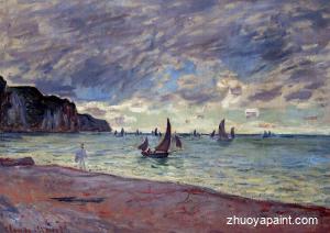 Fishing Boats by the Beach and the Cliffs of Pourville