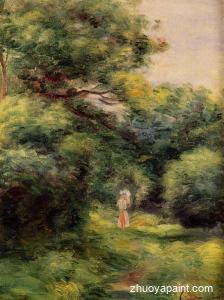 Lane in the Woods, Woman with a Child in Her Arms
