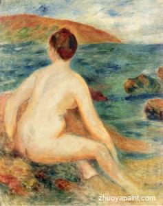 Nude Bather Seated by the Sea