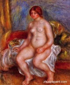 Nude Woman on Gree Cushions