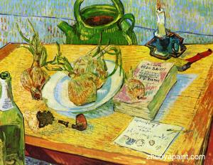 Still Life- Drawing Board, Pipe, Onions and Sealing Wax