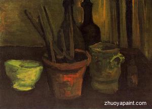 Still Life with Paintbrushes in a Pot