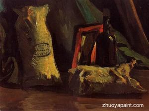 Still Life with Two Sacks and a Bottle