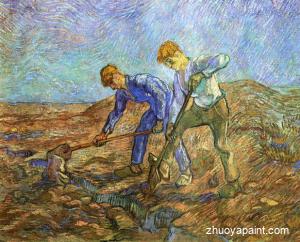 Two Peasants Diging (after Millet)
