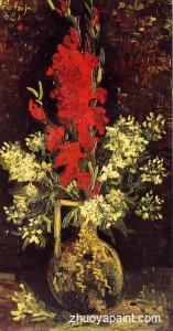 Vase with Gladioli and Carnations