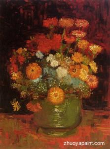 Vase with Zinnias