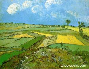 Wheat Fields at Auvers under a Cloudy Sky