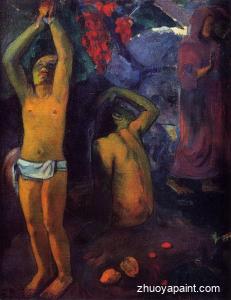 Tahitian Man with His Arms Raised