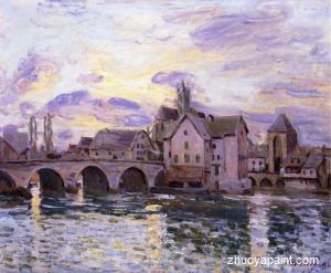 The Bridge at Moret at Sunset